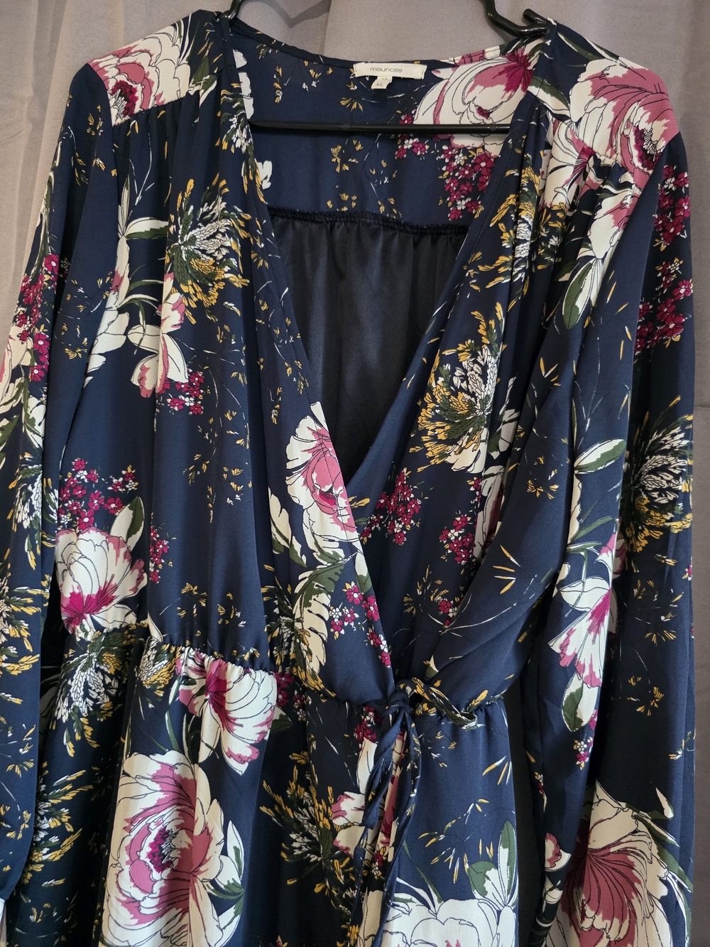 Floral Wrap Nightdress - Navy & Pink Maurices XL - Picture 3 of 3